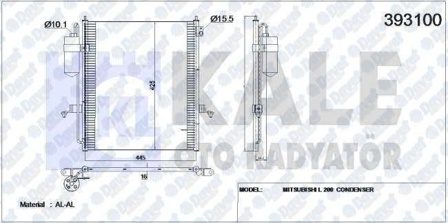 KALE 393100 Klima Radyatoru Mitsubishi L200 (Al/Al) (467x513x16) (Kurutucu Ile)